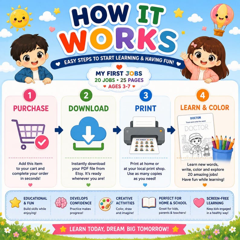 Jobs Coloring Book | Community Helpers | Careers for Kids - Etsy