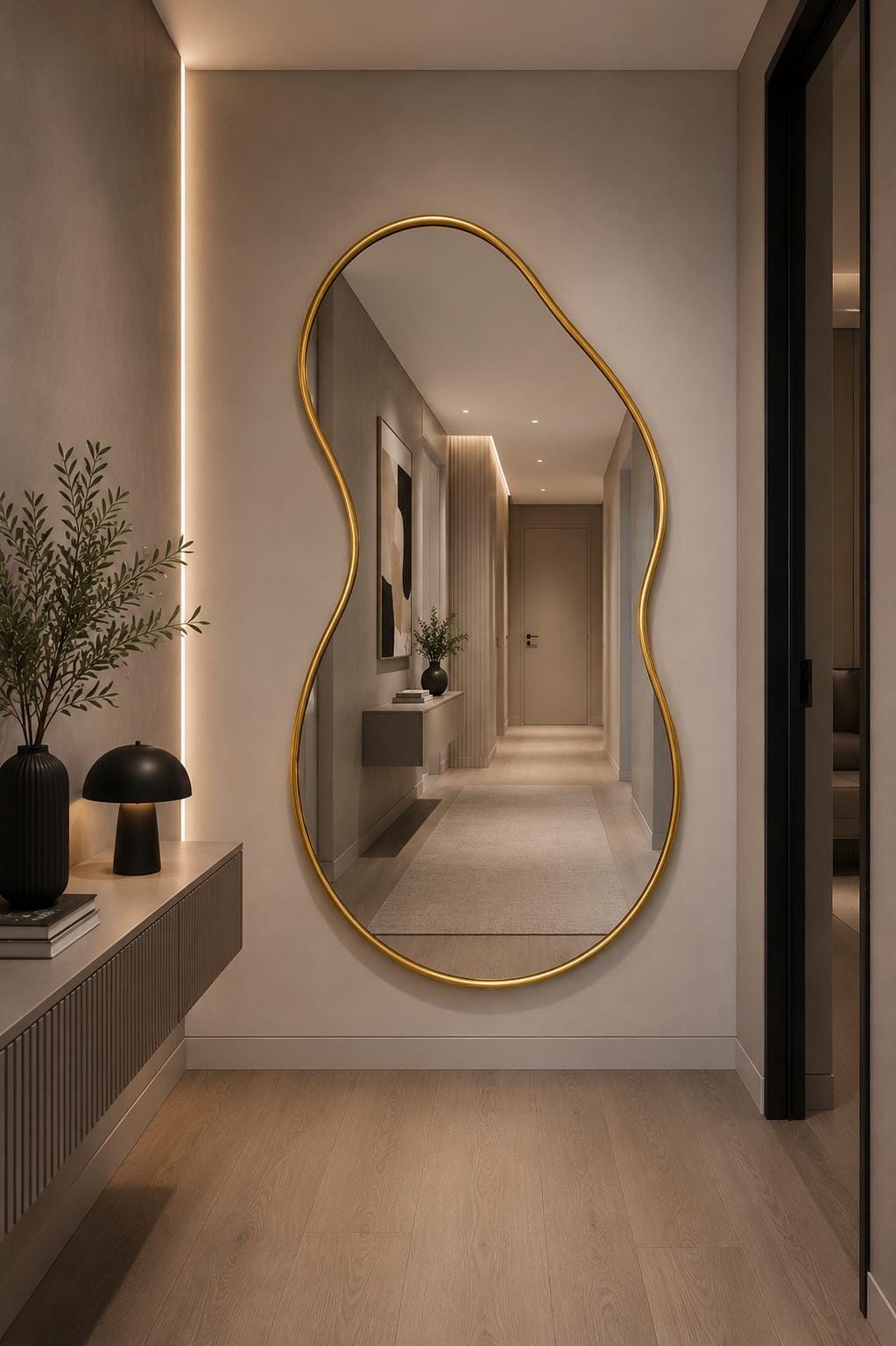Miroir doré ondulé asymétrique — Beyit