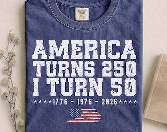 Comfort Colors Vintage 50th Birthday Shirt 1976, America Turns 250 Tee, 50th Birthday Gift, Patriotic Birthday Shirt 2026, 1976 Birthday