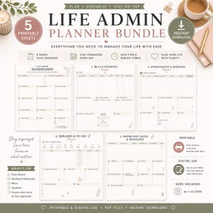 Life Admin Planner Printable | Adulting Planner | Bills & Payments Tracker | Appointment Planner | Life Organization | Digital Planner PDF