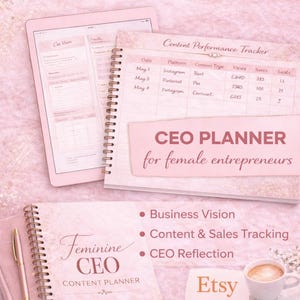 Vrouwelijke CEO-planner | Digital Business Content Tracker (digitale download)