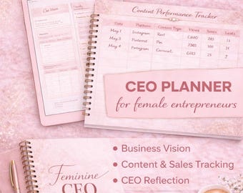 Feminine CEO Planner | Digital Business Content Tracker (Digital Download)
