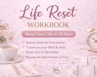 Life Reset Workbook | 30 Day Self Improvement Planner (Digital Download)