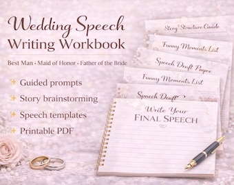 Wedding Speech Writing Workbook | Man, Maid of Honor, Father Bride (Printable PDF)