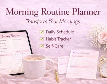 Morning Routine Planner | Daily Schedule, Habit Tracker, Self-Care (Digital Download)