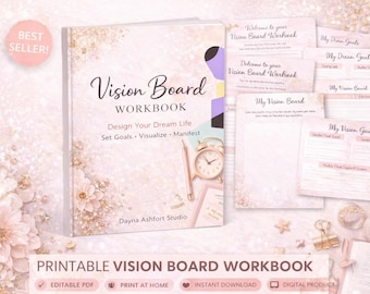 Vision Board Workbook | Dream Life Planner, Goal Setting, Manifestation (Digital Download)