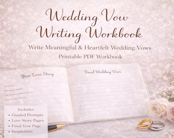 Wedding Vow Writing Workbook | Guided Prompts, Love Story Pages (PDF Download)