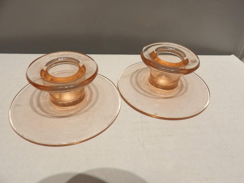 Vintage Pink Depression Glass Candle Holders Etsy