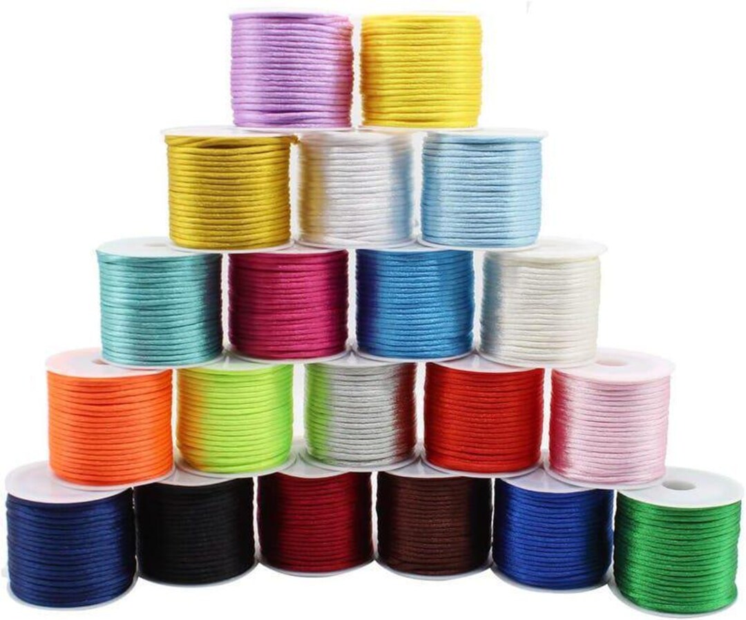 Simplicity Rattail Trim 2mm, Nylon Rattail Satin Silk Trim Cord 20 Colors 218 Yards Beading ...