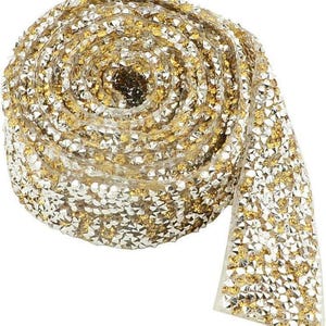 3cm Wide 2 Yard Crystal Rhinestone Strips Diamond Ribbon Trim Glue Patch Decorated Diamond Net for Crafts Project Birthday Decorations