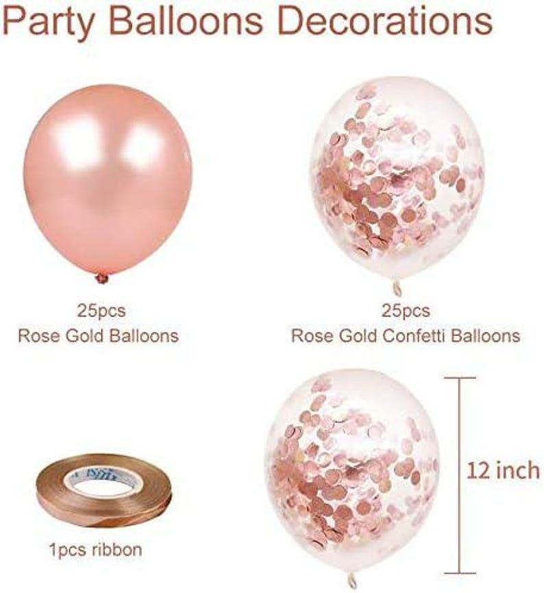 Rose Gold Latex Balloons, 50 Pack 12 Inch Birthday Balloons With 33 ...