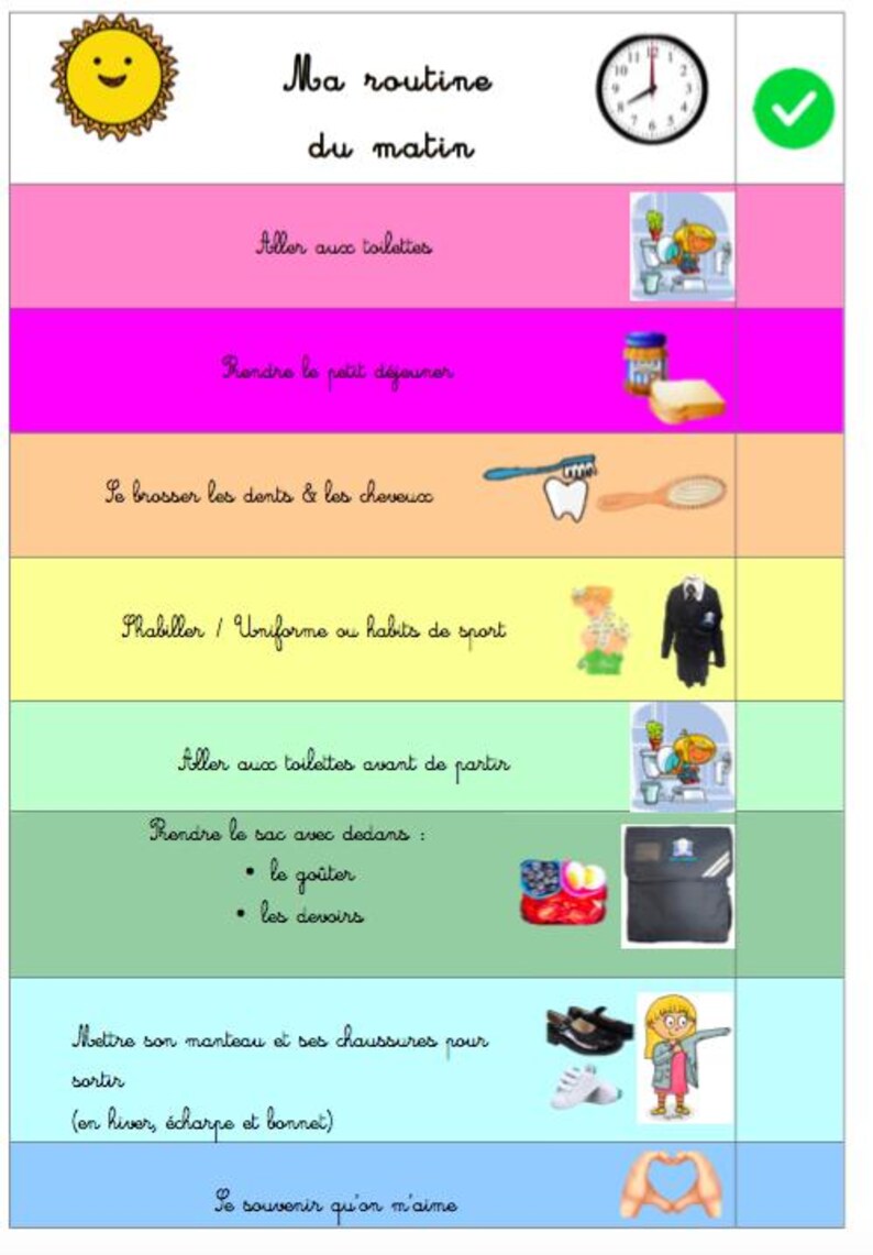 Routine Du Matin En Francais Et Anglais / Morning Routine in French and ...