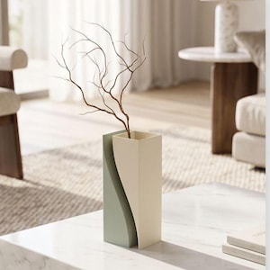 Personalisierte zweifarbige skulpturale Vase, moderne minimalistische Vase, individuelle Farbdekoration, Vase für Trockenblumen