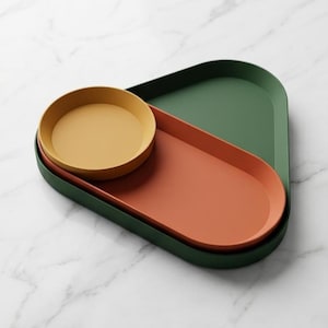3-Teiliges Ablageschalen Set, PLA Schreibtisch Organizer, Schlüsselablage Flur, Minimalistische Deko, Moderne Büro Accessoires