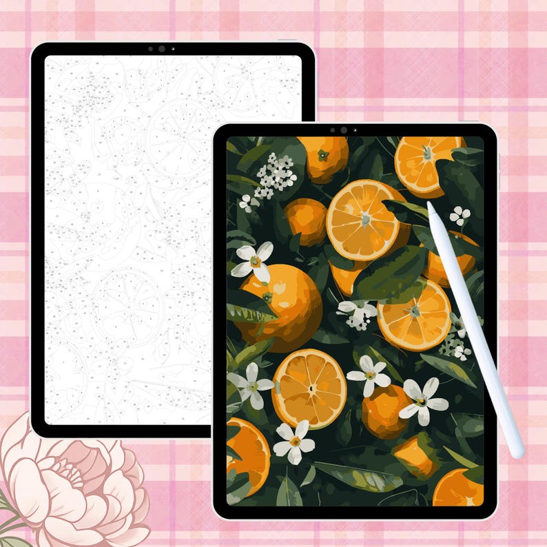 Orange Blossom Paint by Numbers | Botanical Citrus Art (digital ...