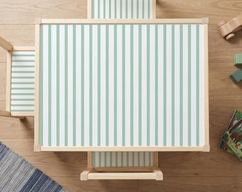 Autocollant de table IKEA LATT à rayures vertes, meubles pour enfants, décalcomanie à rayures vertes en vinyle, décoration de salle de jeux IKEA Hack