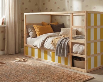 Pegatinas de rayas para cama Kura de IKEA KURA, vinilo removible para litera. Pegatinas de rayas para litera de IKEA para renovar tu cama Kura.