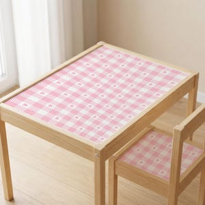 Pink Gingham heart IKEA LATT Table Sticker Kids Furniture Decal Peel & Stick Vinyl Playroom Decor IKEA Hack