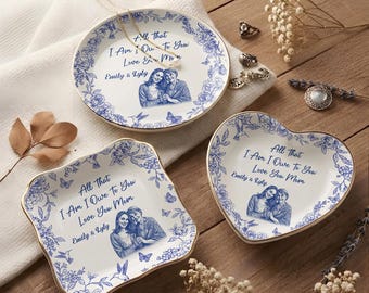Plato de cerámica personalizado para joyas con foto para mamá, idea de regalo para el Día de la Madre.