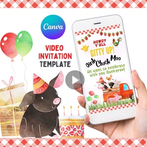 UU Editable Farm Invitation template VIDEO Farm Video Invitation Digital Invitation Farm Birthday Invitation