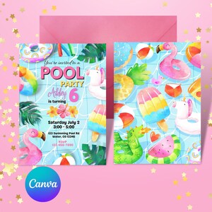 Pool Party Birthday Invitation, Pool Party Birthday Invite, Pool Party Invitation, Editable Invitation, Birthday pool party