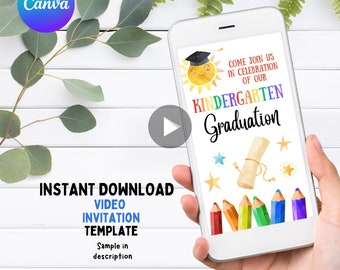 Kindergarten Graduation Video Invitation Template (Instant Download)