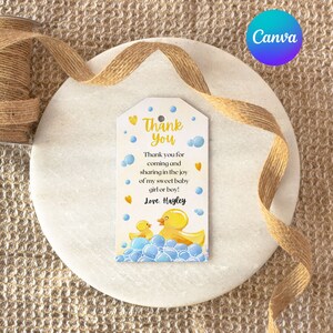 Editable Rubber Duckie Baby Shower Gift Tags Personalized Gift Tags Rubber Duckie Gift Tag Baby Shower Gift Tag Baby Shower Decoration