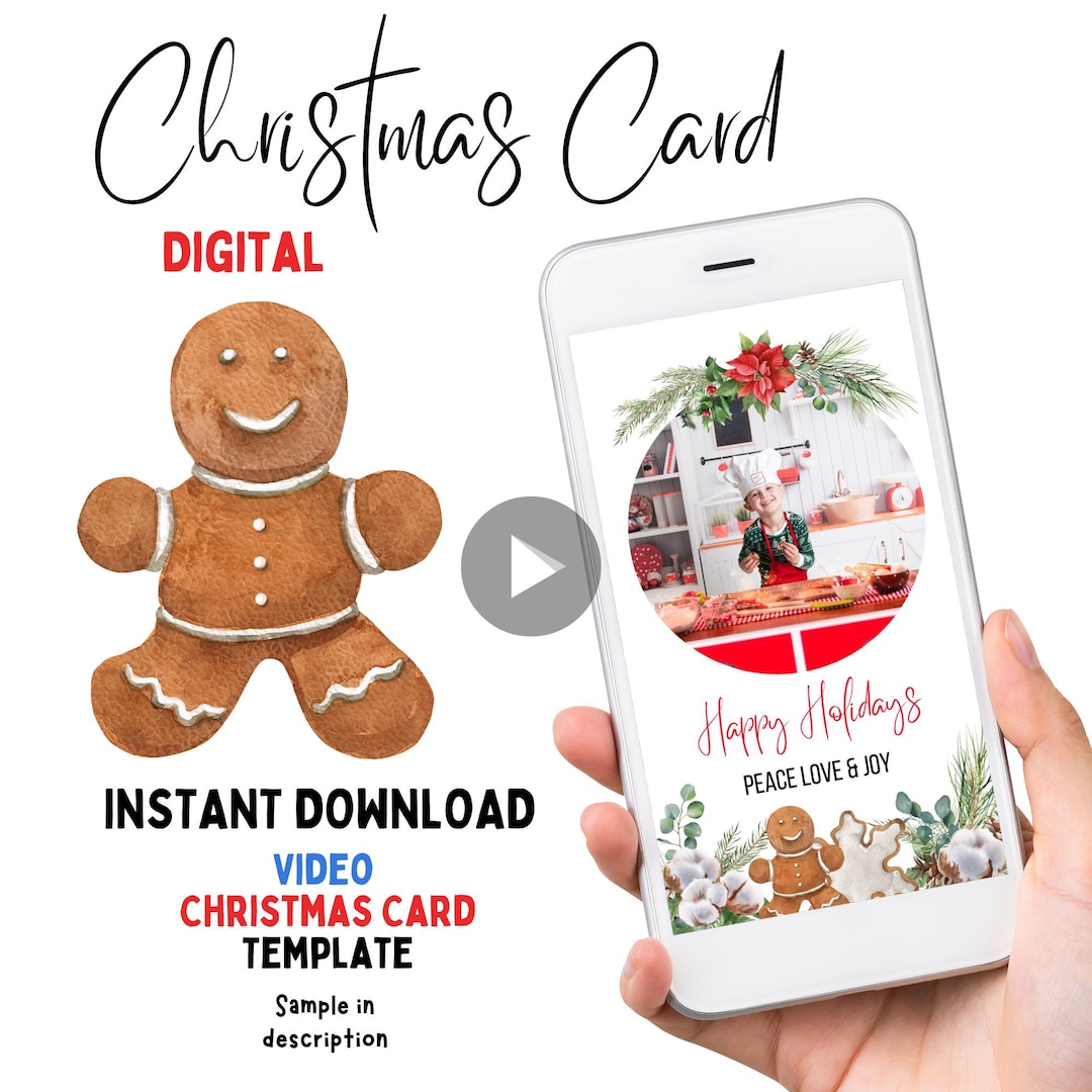 Editable Christmas Video Card With Picture Christmas Card Etsy