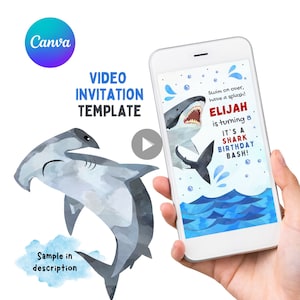 UU Editable Shark Invitation Video Shark Birthday Invitation Video Shark Invitation Shark Invitation Shark Birthday Party