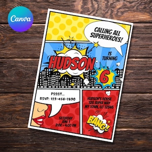 UU Superhero Birthday Invitation Superhero Party Birthday Invite Superhero Invitation Editable Invitation Birthday Superhero Invitation
