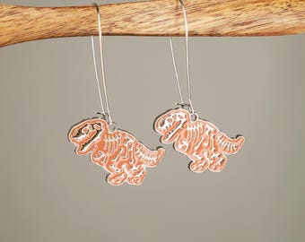 T-Rex Dinosaur Earrings, Fossil T-tex Earrings