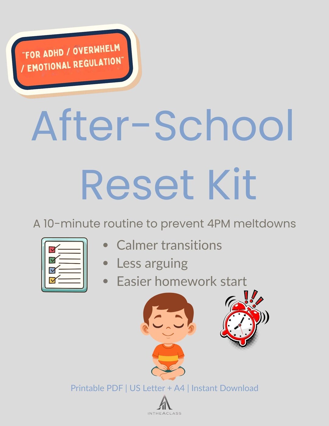 Personalised Regulation Routine After School Routine Printable for ADHD Kids | Executive Function Reset ...