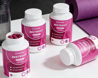 4 Bottles Rosabella Organic Beet Root Capsules-1300mg Beetroot,Effectively promote blood circulation, protect the heart-240 Capsules