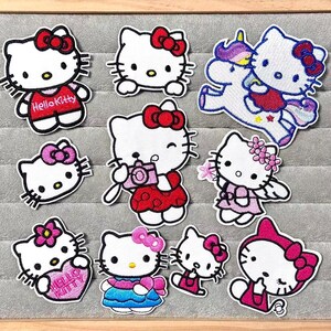 Hello Kitty patches, Super strong self-adhesive sticker, personalize your school bag, clothes, jack, hat.