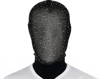 Black Full Face Silver Rhinestone Balaclava Mask