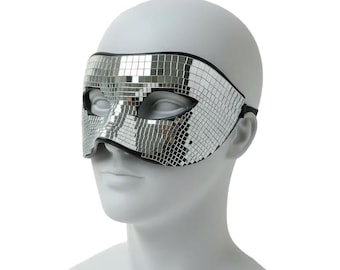 Silver Mirror Eye Mask Mosaic Finish for Masquerade