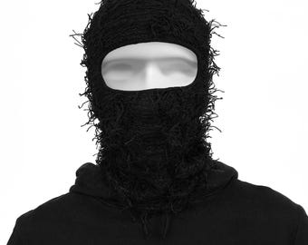 Frayed Knit Winter Balaclava 1 Hole Face Mask