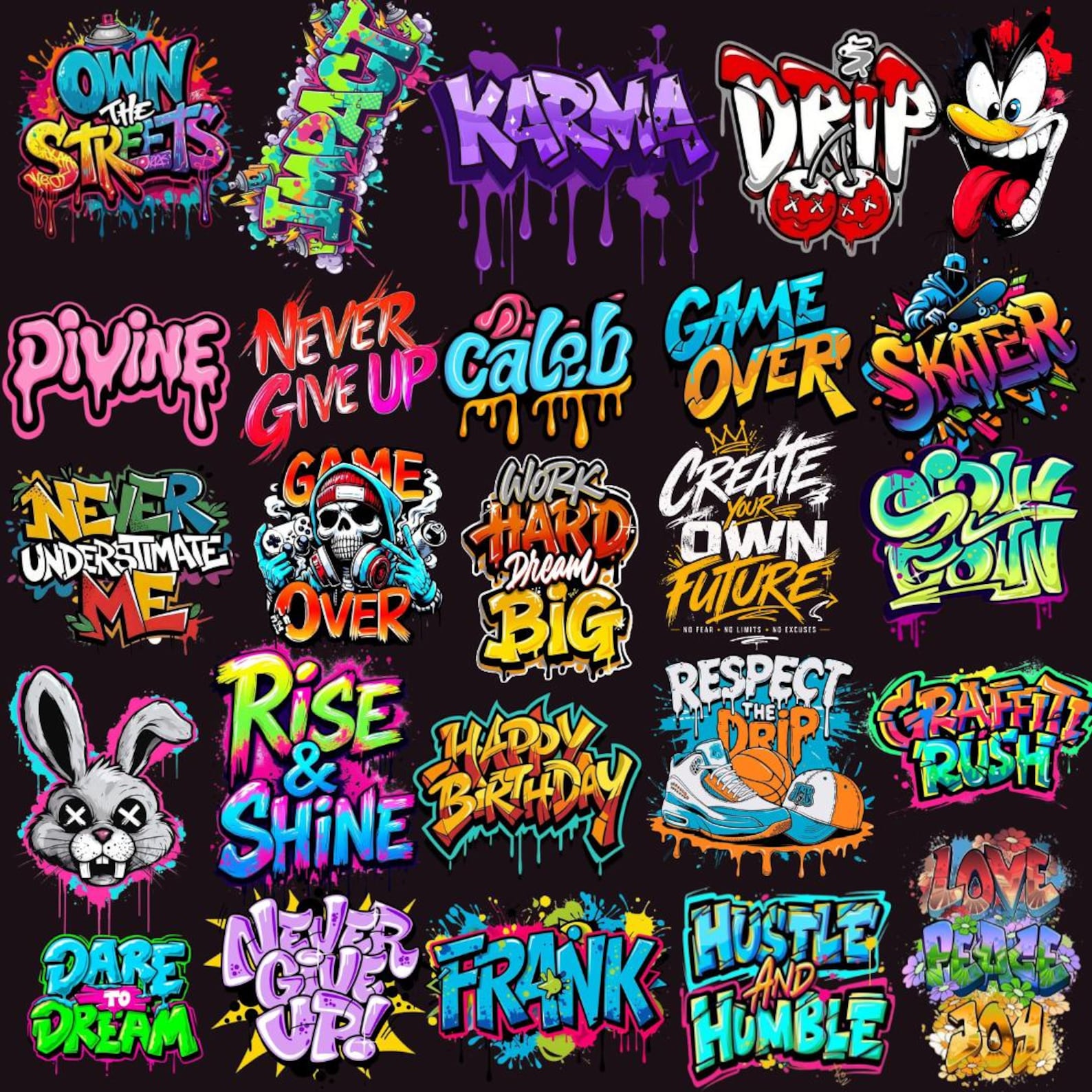 Graffiti PNG Bundle | Urban Street Art Sublimation Designs (digital ...