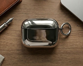 Custodia per AirPods placcata in argento, per AirPods 1-2-3-4 Pro, finitura opaca e lucida, cover protettiva personalizzata.