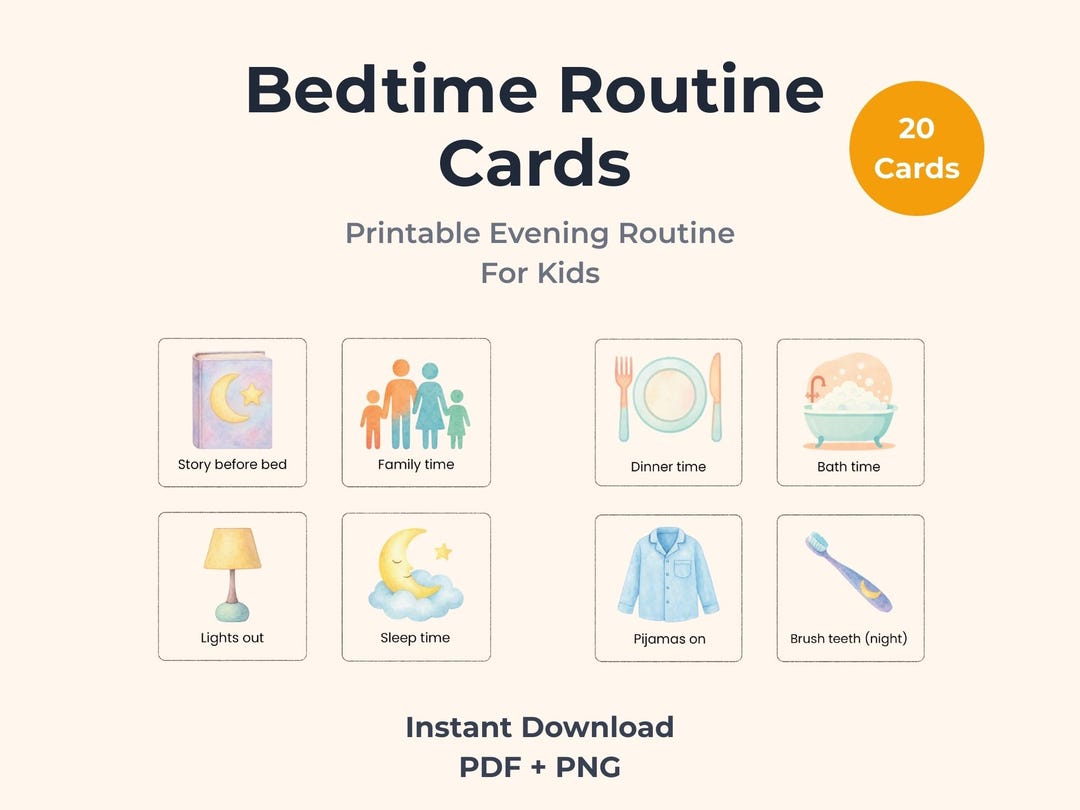 Bedtime Routine Visual Cards for Kids | ADHD & Autism Visual Schedule ...
