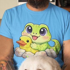 Camiseta de lagarto y patito de goma / Camiseta con estampado de animales kawaii