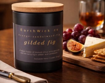 Świeca Gilded Fig – pomarańcza, drzewo sandałowe, połączenie bursztynu