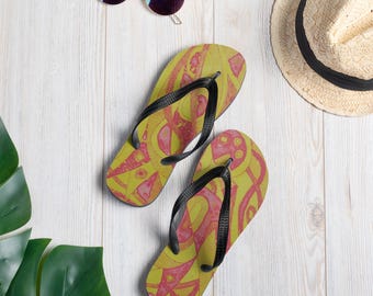 Custom Flip Flops, Personalized Summer Sandals, Printed Beach Slippers, Lightweight Rubber Sole Footwear, Casual Comfortable Sandals