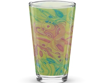 カスタムシェーカーパイントグラス 16オンス、抽象的な渦巻き模様、パーソナライズされたバーウェア