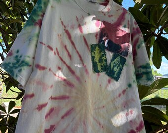 TieDye & Cyanotype Patchwork Tshirt XL