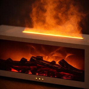 Flame Humidifier Oil Diffuser Fireplace Aromatherapy Diffuser with Remote Control LED Light Bedroom Relaxation