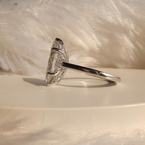 Massief zilveren 3kt marquise moissaniet verlovingsring met kathedraal, Moissanite verborgen halo-ring voor haar, verjaardags-/jubileumcadeau