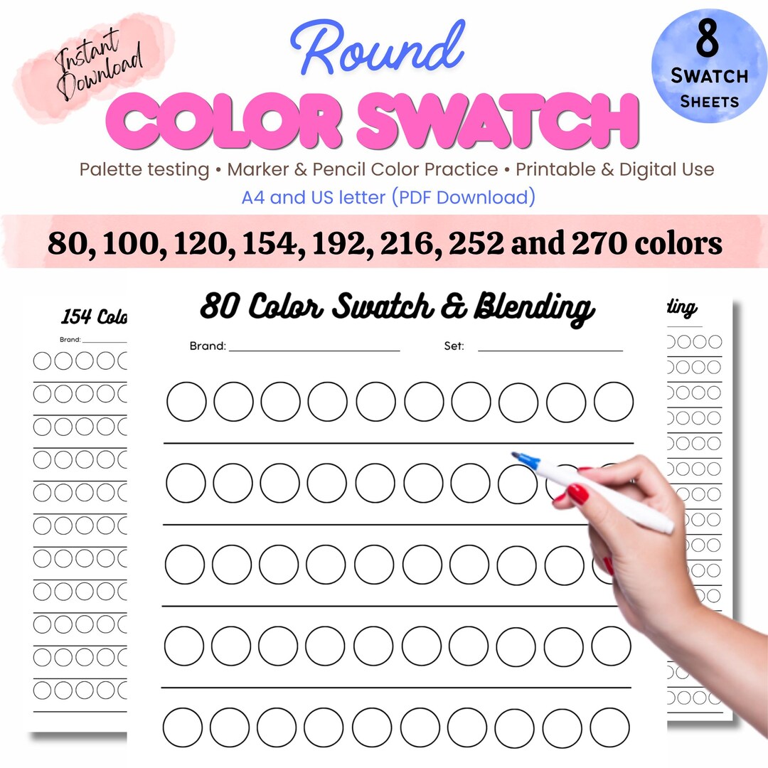 Color Swatch Test Color Swatch Sheets | Color Palette Test | Coloring Practice | Alcohol ...