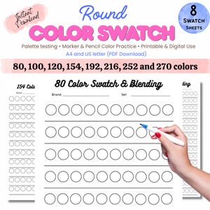 Bundel kleurstalenkaart 80–270 kleuren | Sjabloon markeringsstaal | Afdrukbare pdf voor Ohuhu Copic | Oefenblad blenden