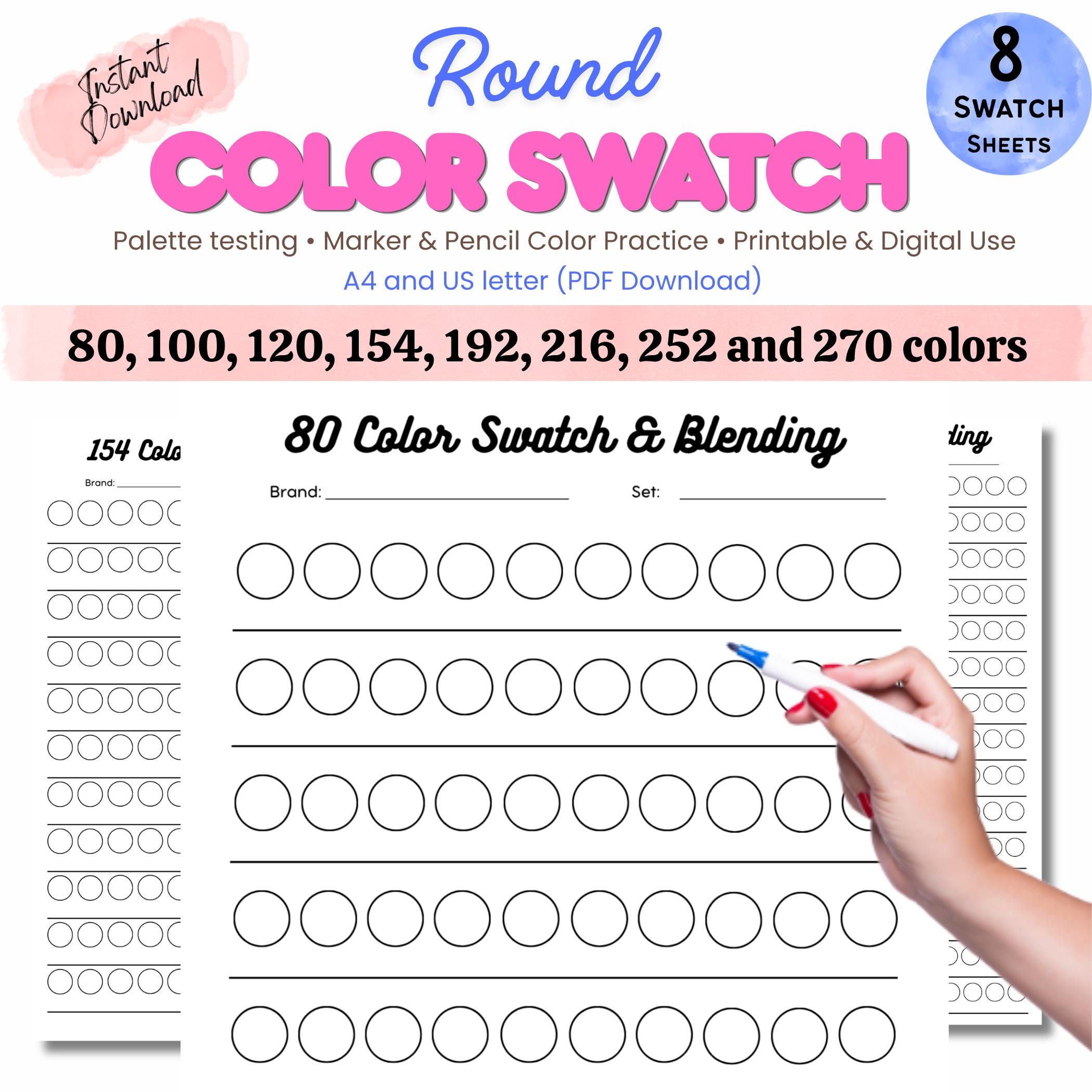 Color Swatch Sheets | Color Palette Test | Coloring Practice | Alcohol ...
